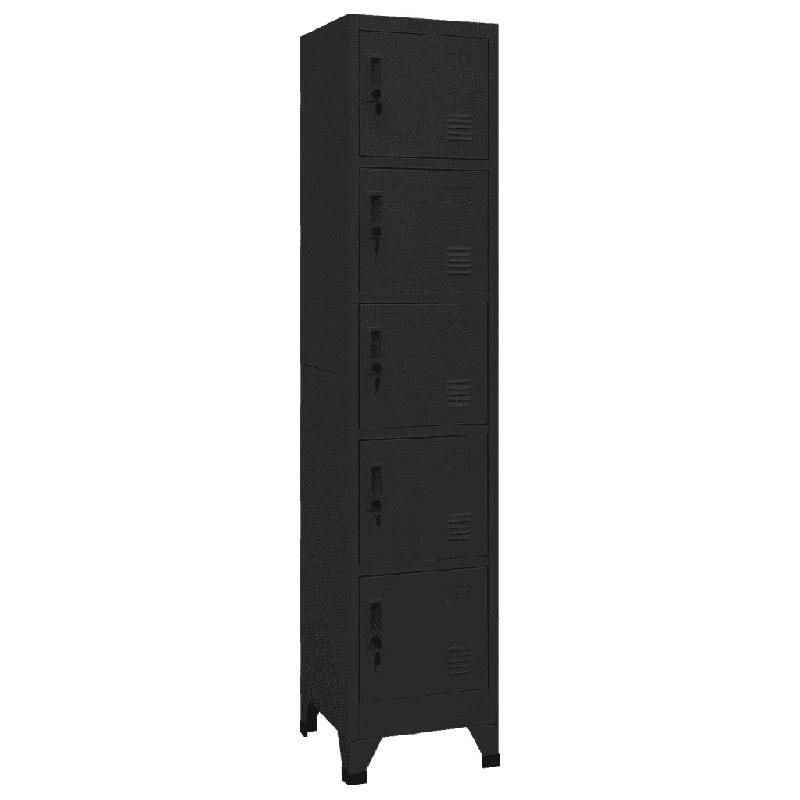 Helloshop26 - Armoire à casiers moderne 38 x 40 x 180 cm avec 5 portes verrouillables salle de bureau en acier noir 02_0047004 - noir acier 300023454_0