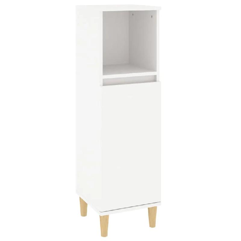 Helloshop26 - Armoire de salle de bain blanche design épuré 30 x 30 x 100 cm avec rangements pratiques en bois d'ingénierie blanc 02_0048403 - blan_0