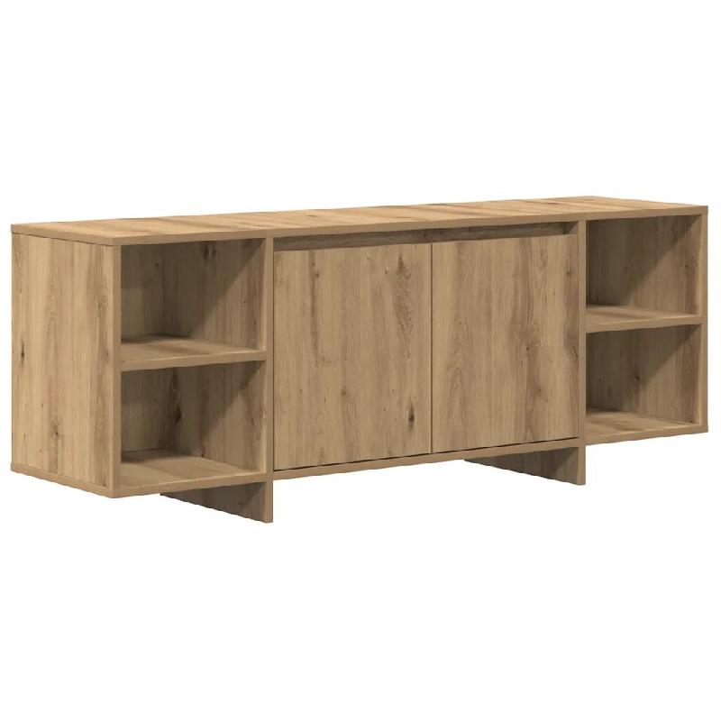 Helloshop26 - Meuble TV épuré avec rangement 130 x 35 x 50 cm style contemporain en bois d'ingénierie chêne artisanal 02_0050943 - Bois massif 300_0