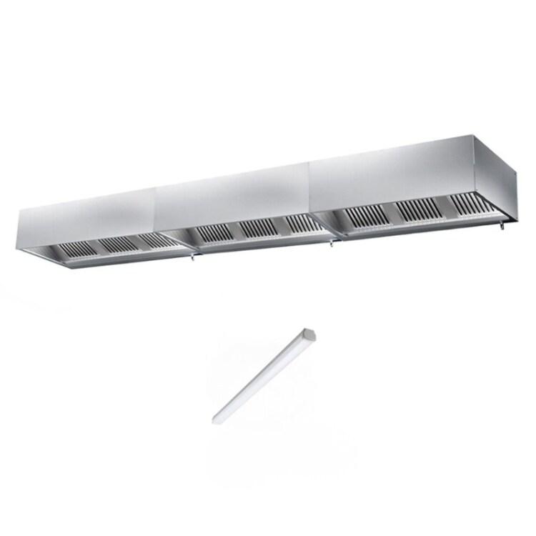 Hotte caisson sans moteur 5200x900x450 mm avec éclairage, filtre et robinet de vidange PREMIUM / GOLDINOX - 3701770822881_0