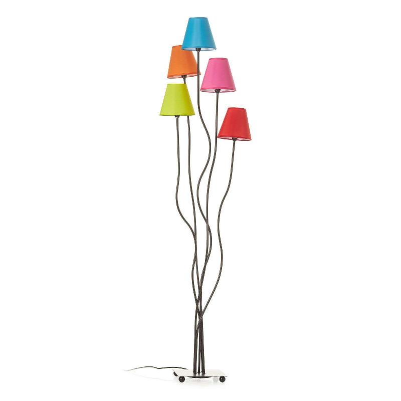 NÄVE LAMPADAIRE EN TISSU COLORI À 5 LAMPES, COLORÉ