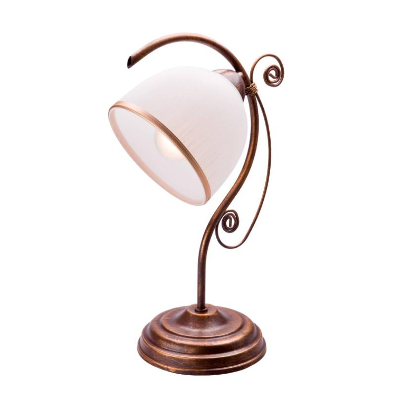 LAMKUR LAMPE À POSER ROMA, MÉTAL, VERRE, BLANC, MARRON, HAUTEUR 39 CM