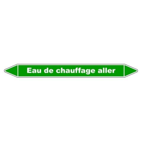 LOT DE 3 - MARQUEUR TUYAUTERIE - EAU CHAUFFAGE ALLER - VINYLE LAMINÉ 355 X 37 MM