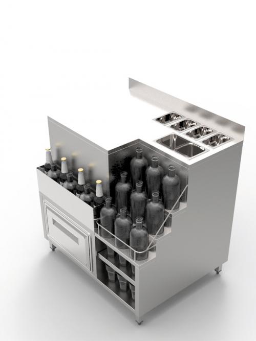 Module cocktail avec présentoir bouteilles - R1006 - Tiroir, cuve à glaçons et 4 bacs gastro_0
