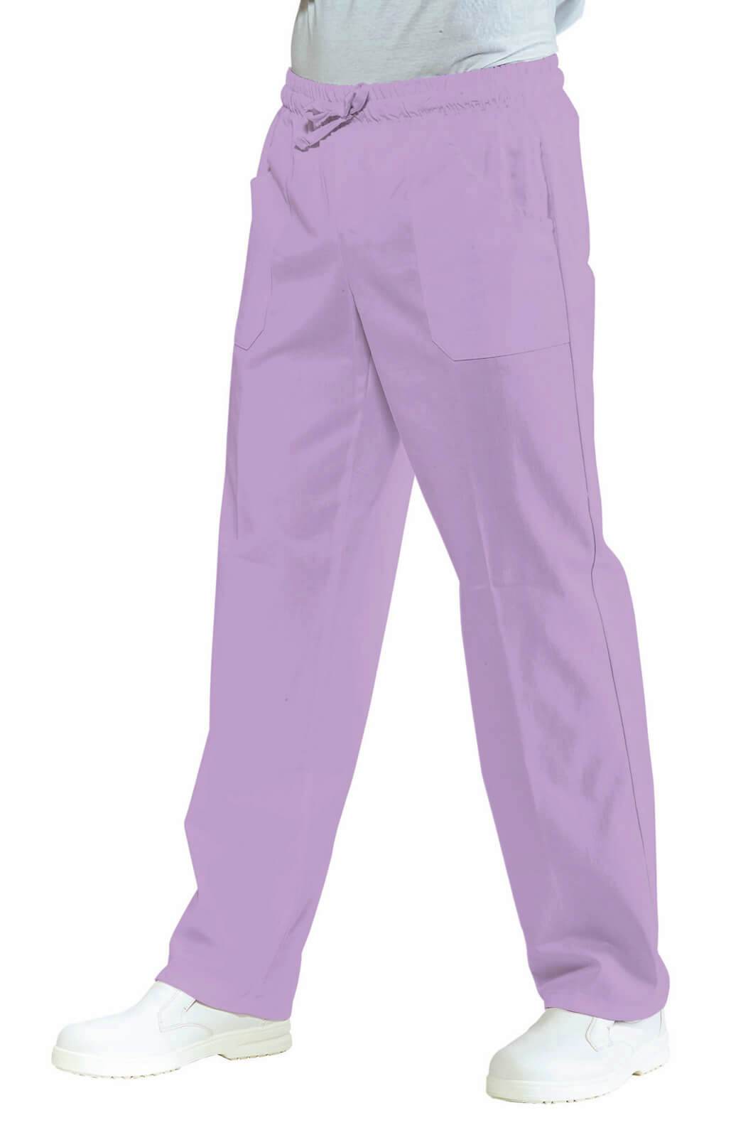 PANTALON MÉDICAL MIXTE À TAILLE ELASTIQUE  LILAS 100% COTON