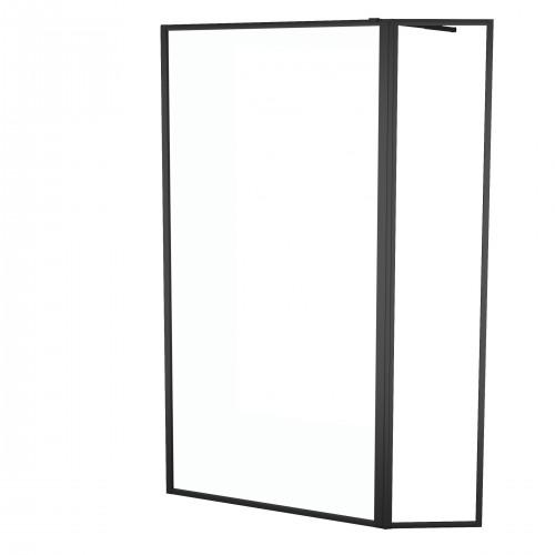 PAROI DE DOUCHE FIXE + VOLET NOIR MAT - 100 + 40 CM - DARK EDGE 2 AURLANE