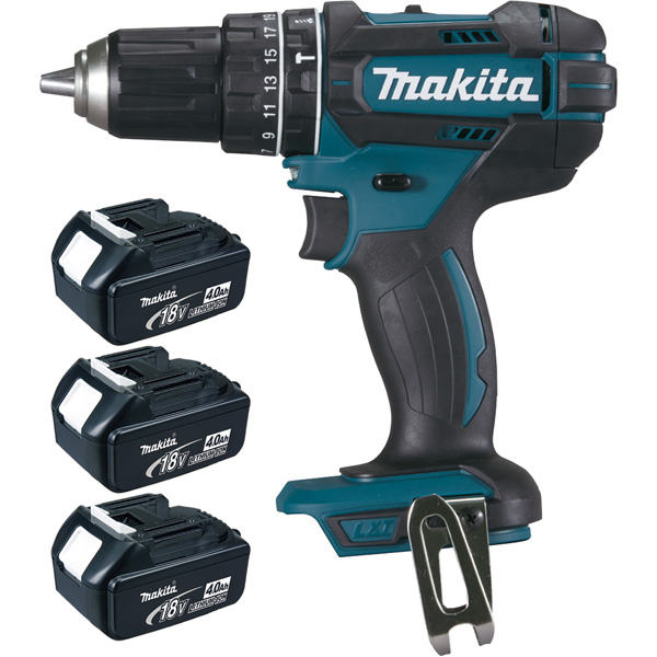 PERCEUSE VISSEUSE À PERCUSSION MAKITA DHP482RM3J 18 V LI-ION Ø 13 MM AVEC 3 BATTERIES 4 AH