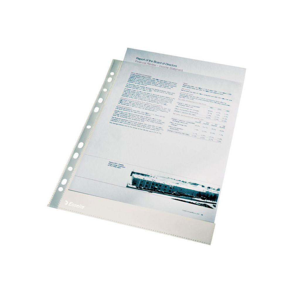POCHETTES PERFOREES - POLYPROPYLENE LISSE 12/100E - FORMAT A4 21 X 29.7 CM - INCOLORE - BOITE DE 100