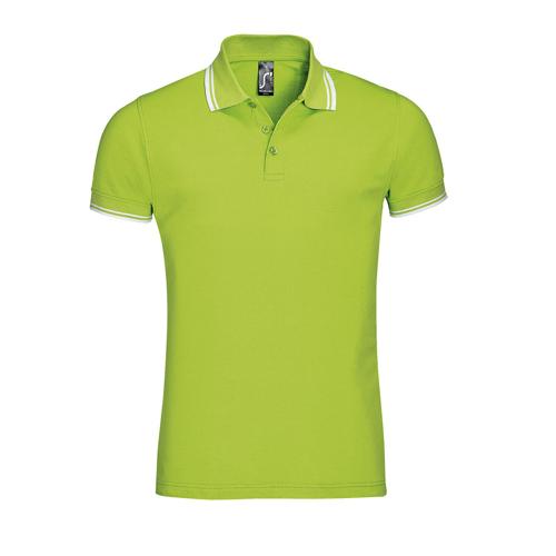 POLO PERSONNALISABLE HOMME EN COTON PEIGNÉ LIME/BLANC