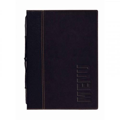 PORTE-MENU EN CUIR SYNTHÉTIQUE DOUX SECURIT - FORMAT A5 NOIR