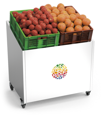 Présentoir de fruits et légumes en acier inoxydable avec roulettes - modulable et durable_0