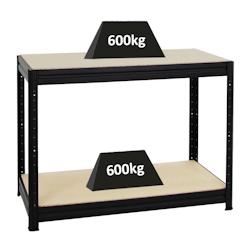 PROREGAL Etabli DINO réglable en hauteur, HxLxP 90x120x60cm, Capacité de charge 600kg, Noir, Etabli d’Atelier, Table de Travail & Bricolage - noir_0