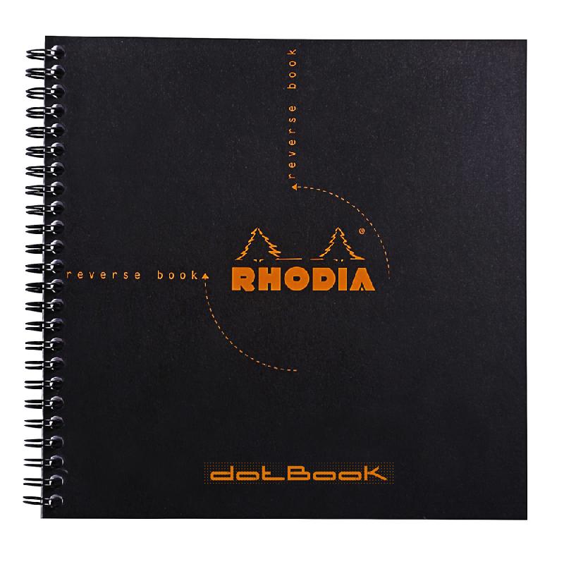REVERSE BOOK RHODIA CLASSIC RELIURE INTÉGRALE 21X21 CM 160 PAGES DOT DÉTACHABLES 80G - NOIR - LOT DE 5