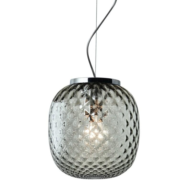 ROSSINI ILLUMINAZIONE Oban Suspension Chromée Avec Verre Huile Balloton E27 Ip20 - Lampe Design Elégante - Structure En Métal Et Verre Soufflé - O_0