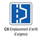 Panneau de signalisation d'indication type C8 - Emplacement d'arrêt d'urgence - Formats de 350 à 1500 mm_0