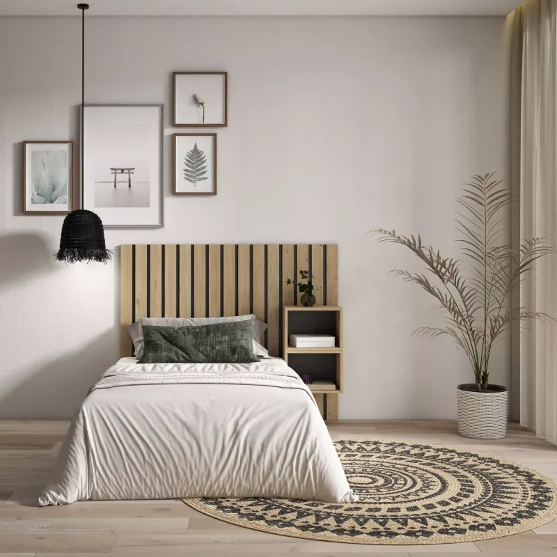 SKRAUT HOME - TêTE DE LIT, AVEC TABLES DE CHEVET, 133X107X3CM, LIT DE 80,90,110CM, PANNEAUX MURAUX, CHêNE