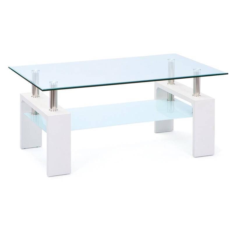 TABLE BASSE EN VERRE LENY 100CM BLANC - PARIS PRIX_0