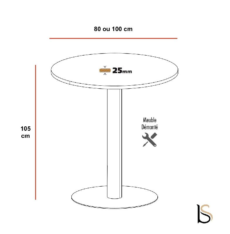 Table haute ronde - Mobel Linea - 100, Anthracite, Acacia clair_0