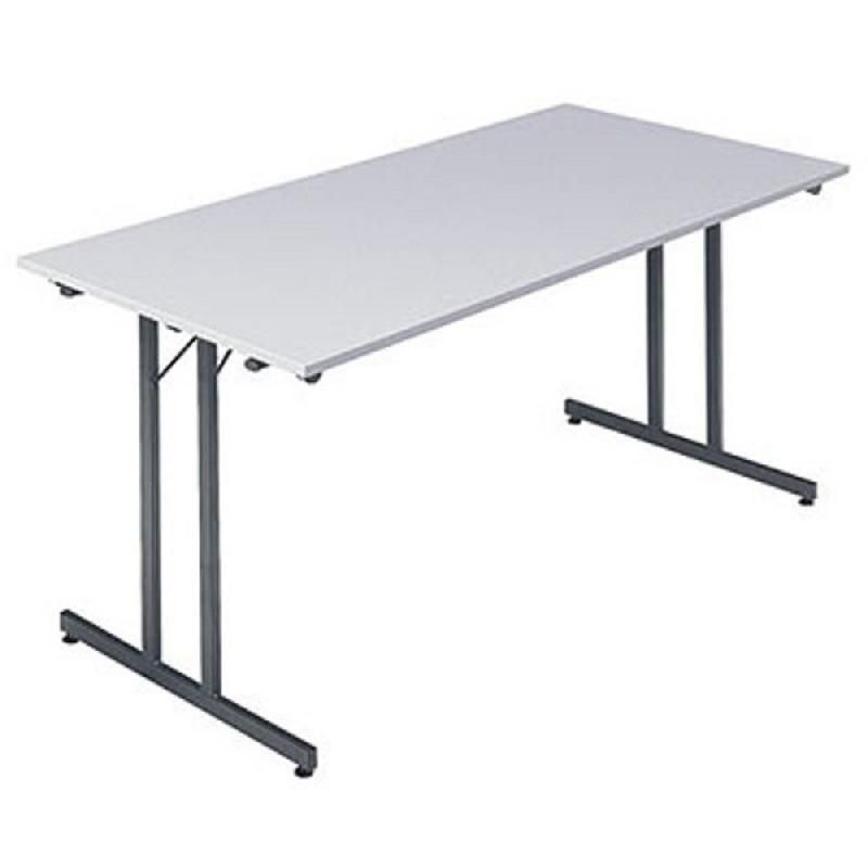 TABLE PLIANTE MULTIPLES USAGES RECTANGLE - L. 160 X P. 80 CM - PLATEAU GRIS/GRIS - PIEDS GRIS