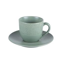 Tasse à café et sa soucoupe Vésuvio sauge 12 cl x6 -  Vert Rond Grès Table Passion 7x7 cm - vert Grès 3106232696220_0