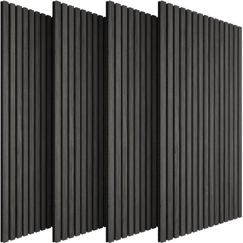 TecTake GmbH tectake Panneaux acoustiques Sonic Wall IV aspect bois  Chêne Noir - noir Bois manufacturé 406808_0