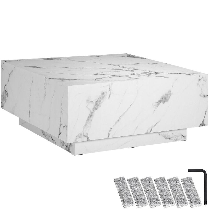 TecTake GmbH tectake Table basse LASLEY avec pied - 80 x 80 x 35 cm Aspect marbre blanc - multicolore Bois manufacturé 406307_0
