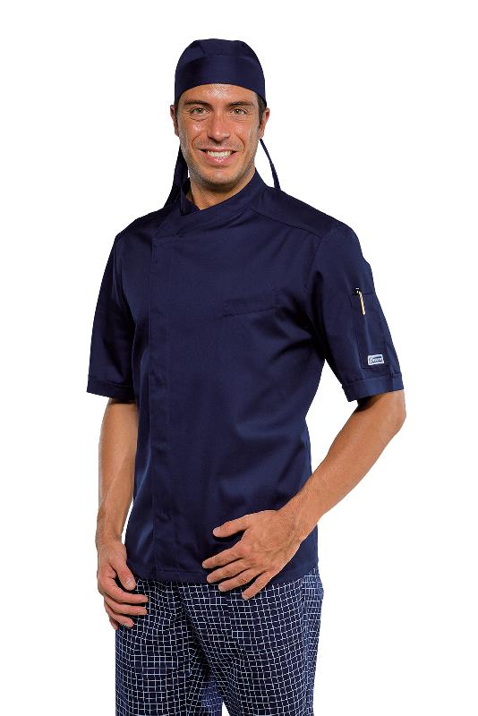 VESTE DE CUISINE BLEUE BILBAO À MANCHES COURTES