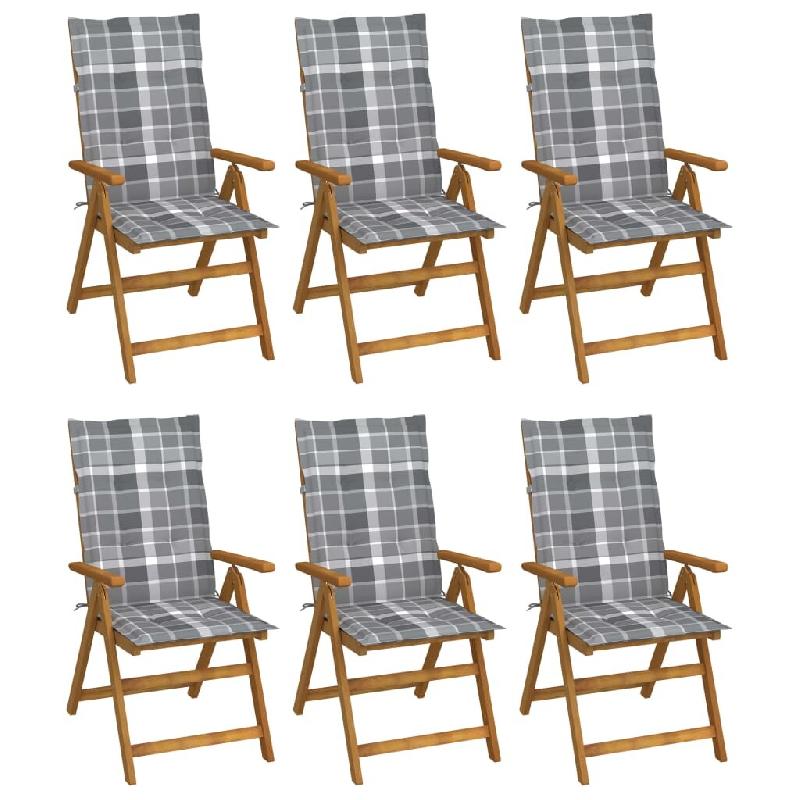 VidaXL Chaises Pliables De Jardin Lot De 6 Avec Coussins Bois D Acacia - gris 3064133_0