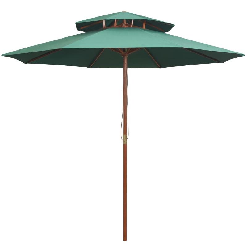 VidaXL Parasol à deux étages avec poteau en bois 270 x 270 cm vert Modèle Atlas Outdoor - 42963_0