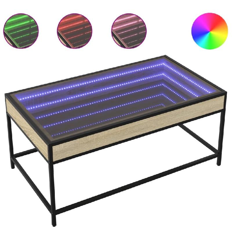 VidaXL Table basse avec LED infini chêne sonoma 90x50x41 cm Modèle Eclipse Pure - 847688_0