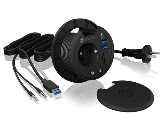 ICY BOX IB-HUB1430-CR - Hub USB 3.2 Gen 1 Type-A et Type-C avec lecteur de cartes MicroSD et SD - Taux de transfert 5000 Mbit/s - Noir_0