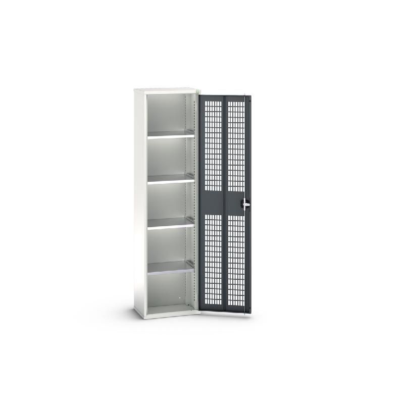 Armoire d'atelier Verso - Porte ventilée - 4 tablettes réglables 525x350x2000mm_0