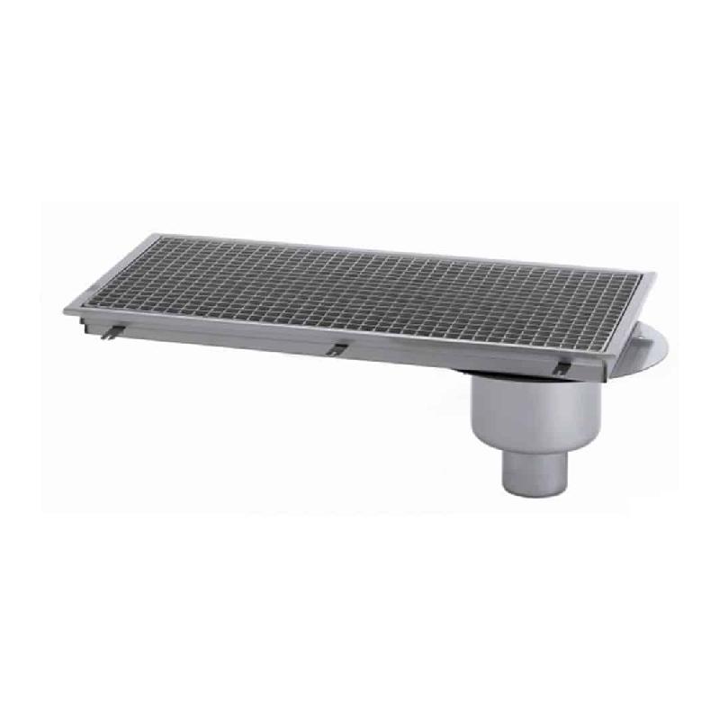 Caniveau avec cuvette réglable inox 800 x 400 mm sortie verticale décentrée Ø 100 mm (type de produit: Avec caillebotis inox antidérapant Réf-557024-4_0