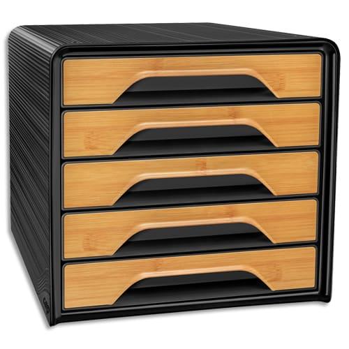 Cep module de classement Silva Smoove - 5 tiroirs intermédiaires - Noir/Bambou - Dimensions 36 x 27 x 28,8 cm_0