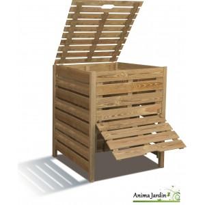 Composteur de jardin en bois - 0100089 - 800L, traité autoclave classe 3, avec trappe et couvercle_0
