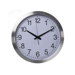 Perel Horloge murale, rond, analogique, 40 cm, heure radiopilotée (DCF), aluminium, argent - 432652_0