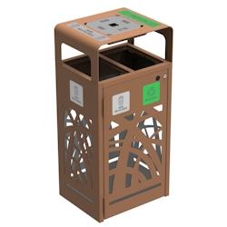 Rossignol - Corbeille 2x60L anti-nuisible vigipirate avec cendrier 1,5L CYBEL - effet corten - marron acier 59353_0