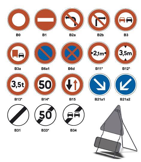Signalisation temporaire - Type B - Panneaux de classe 1, 2 et 2 DG - Gamme petite, normale et grande_0