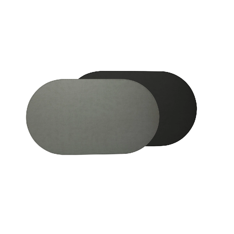 Stil Casa, set de 12 chemins de table bicolores, polyuréthane cousu, 58xh. 38 cm, finition dollar couleur gris/noir. - RUN6838-GB_0