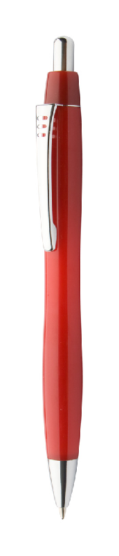 Stylo à bille en plastique - corps coloré, clip métal, poussoir chromé - encre bleue_0