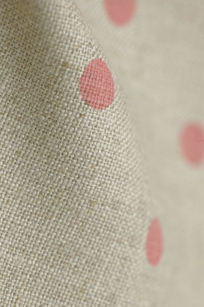TISSU 100% PUR LIN COLORIS NATUREL POIS CORAIL