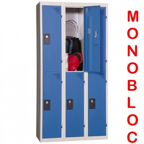 Vestiaire monobloc 3 colonnes de 2 cases Largeur de case : 300 mm_0