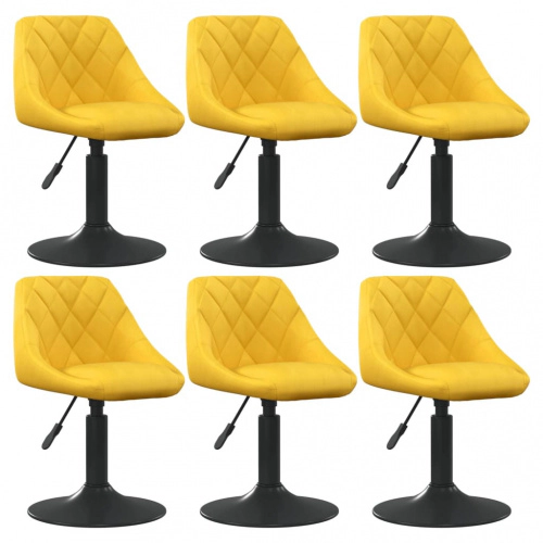 VidaXL Chaises à Manger Pivotantes Lot De 6 Jaune Moutarde Velours - jaune 3088809XL_0