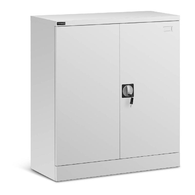 Armoire de bureau métallique en acier - 102 cm - Gris - Serrure à barillet 3 points_0