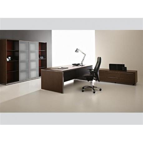 Bureau de direction EOS avec retour rangement - LAS - L 200/220/240 x 195 cm - Finition bois ou verre_0
