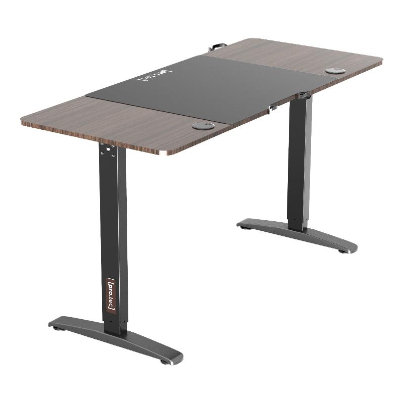Bureau poste de travail électrique Salinas - hauteur réglable 73-118 cm - rectangulaire effet noyer - 03_0006660_0