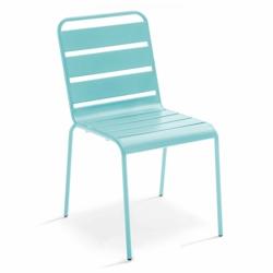 Oviala Business Chaise en métal turquoise - bleu acier 109810_0
