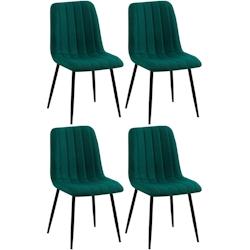 Décoshop26 - Lot de 4 chaises de salle à manger coutures décortatives verticales assise en tissu velours vert pieds en métal negro 10_0001875 - 30_0