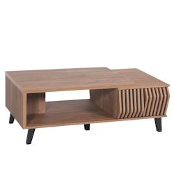 Décoshop26 - Table basse table d'appoint deux étagères et deux tiroirs 44x120x65 cm marron 04_0008451 - marron 3000262568147_0