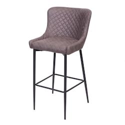 Décoshop26 - Tabouret de bar chaise haute de comptoir en tissu gris foncé design rétro cadre en métal 04_0001243 - gris 3000130732694_0
